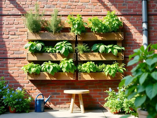 Urban Eco Brooklyn Series: Reclaimed Pallet Herb Garden with Chair and Watering Can