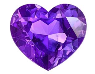Purple heart-shaped gemstone