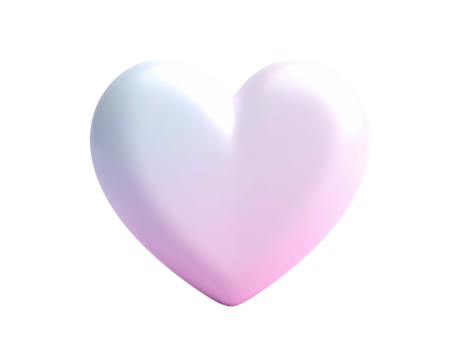 A smooth, glossy, gradient heart shape in soft pastel shades against black