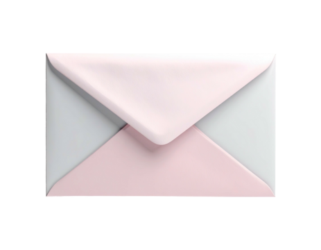 A light pink and grey envelope, rendered with soft shadows, isolated on black
