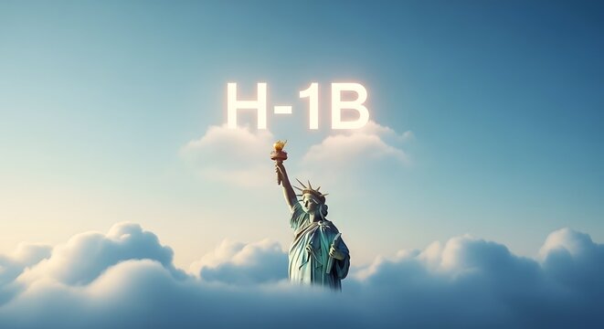 H-1B Visa USA City Skyline Sunset View