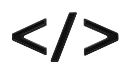 Isolated HTML programming code. Brackets, delimiters, symbols and angle brackets. Syntax sign