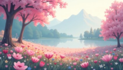Obraz premium Abstract blurred nature scene, calming pastel hues, image, peaceful