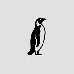 Naklejka premium Minimal Black and White Vector Icon of a Penguin in Modern Simple Style