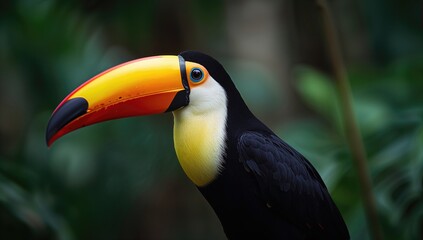 Fototapeta premium The keel-billed toucan, also called the sulfur-breasted or rainbow-billed toucan, is a colorful bird species from the toucan family.