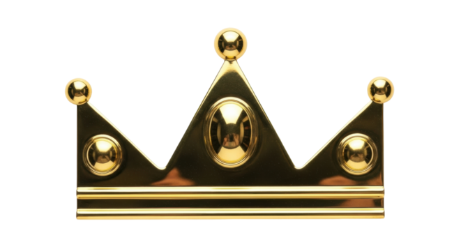 Isolated gold crown for royalty, monarchy, kingdom, or leader; shiny, wealth, status, power