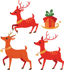 set of christmas reindeer