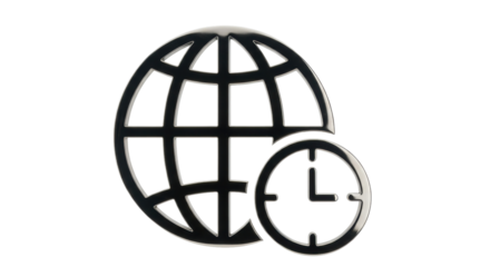 Isolated global time management icon, worldwide time zones and business hours planning concept