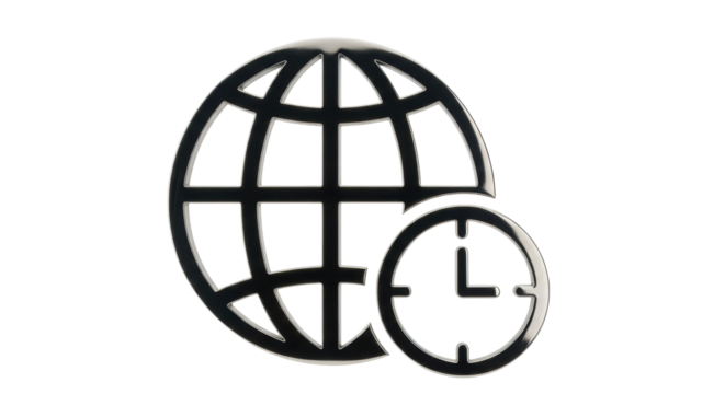 Isolated global time management icon, worldwide time zones and business hours planning concept