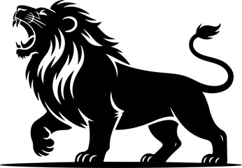 hungry lion silhouette vector illustration