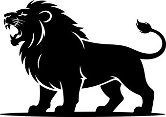 hungry lion silhouette vector illustration