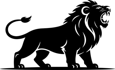 hungry lion silhouette vector illustration