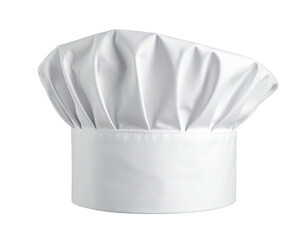 White chef's hat,  pleated,  isolated on black