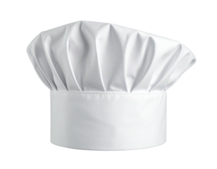 White chef's hat,  pleated,  isolated on black