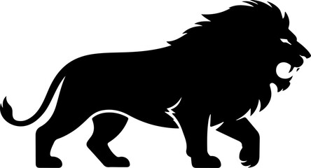 hungry lion silhouette vector illustration