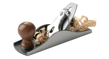 Hand plane with wood shavings isolated PNG with Transparent Background