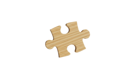Wooden jigsaw puzzle piece isolated PNG with Transparent Background
