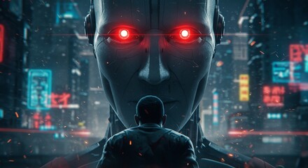 Cybernetic Overseer A Futuristic Confrontation