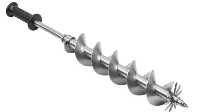 Metal garden auger with handle isolated PNG with Transparent Background