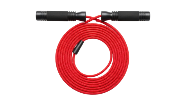 Red skipping rope for cardio fitness training isolated PNG with Transparent Background