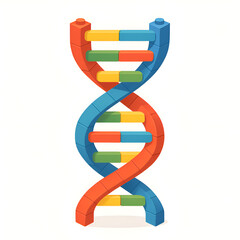 Colorful building blocks forming a DNA double helix structure, designed as a biology science educational toy for children, clean vector style, isolated on white.