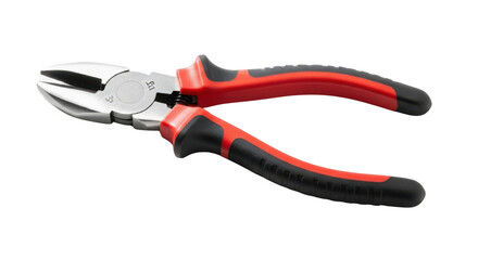 Obraz premium Cutting pliers with red and black handles isolated PNG with Transparent Background