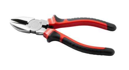 Cutting pliers with red and black handles isolated PNG with Transparent Background