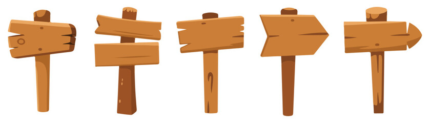wooden sign board cartoon icon set