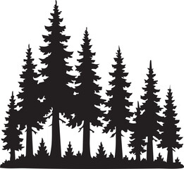 Obraz premium Silhouette of a Pine forest silhouette