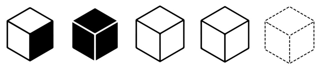 cube 3d vector icon set collection