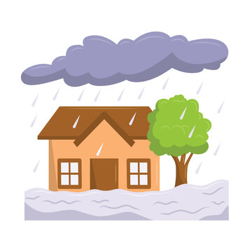 house in rain, storm, cloudy weather clip art preview