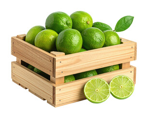 Fresh limes in a wooden crate (2)