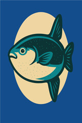 Ocean Sunfish in Retro Bold Marine Fantasy Illustration