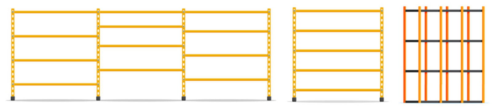Empty warehouse racking shelf illustration. Storage rack for warehouse, factory, supermarket. Concept of logistics and organization.