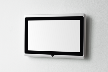 Home automation panel monitor png mockup on a wall
