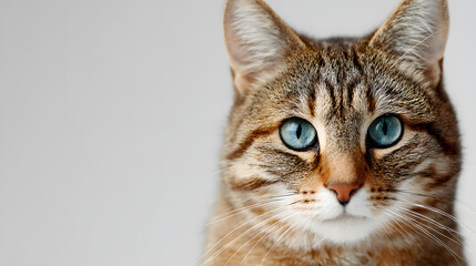 Obraz premium Cute kittens and adult cats front view in studio for pet advertising