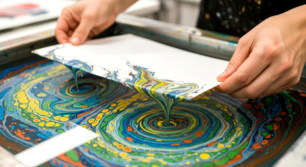 Obraz premium Marbling Art Technique with Ink on Water