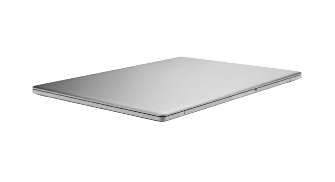 Sleek silver laptop computer for modern tech lifestyle isolated PNG with Transparent Background