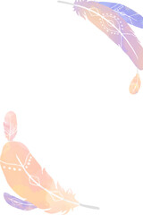 Pastel Boho feather frame png