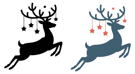 jumping christmas reindeer icon vector set © graphixecho