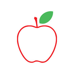 apple fruit food vector leaf healthy icon