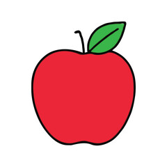 apple fruit food vector leaf healthy icon