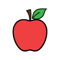 apple fruit food vector leaf healthy icon