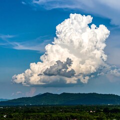 Fluffy cloud over a landscape