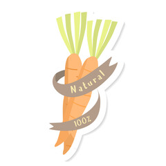Carrots with natural 100% badge sticker transparent png