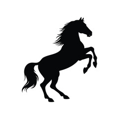Elegant black horse silhouette rearing up on its hind legs gracefully, horse rearing silhouette vector illustration