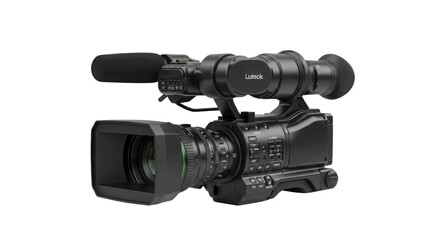 Professional digital video camera for filmmaking and broadcasting isolated PNG with Transparent Background
