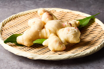 新生姜（Japanese Young Ginger） 石目調背景の日本食材