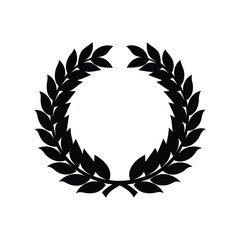 Obraz premium Black laurel wreath of victory, symbol of triumph and achievement, elegant design, laurel wreath silhouette vector illustration