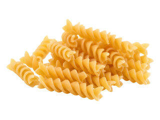 Golden fusilli pasta spirals appetizing food photography isolated object